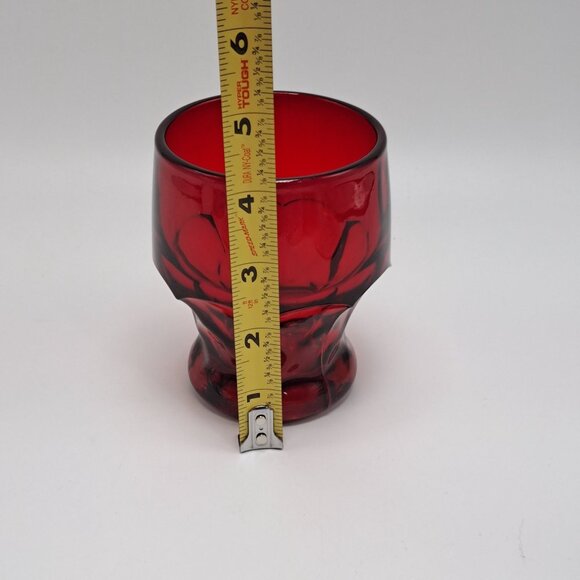 Anchor Hocking Ruby Red Georgian Honeycomb Drinking Glass 4" tall - Picture 2 of 7